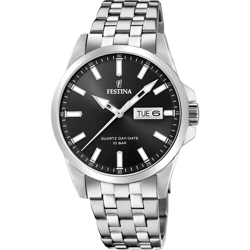 Festina Klassik F20357/4 Herrenuhr Schwarz • Mineralglas • Edelstahlarmband