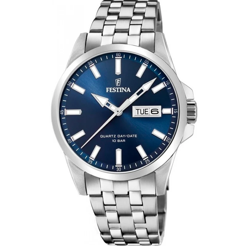 Festina Classics F20357/3 Herrenuhr Blau • Quarzwerk • Stahlgehäuse mit Stahlband