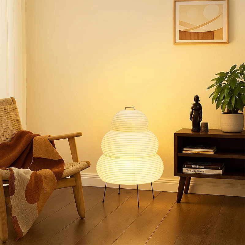 Vloerlamp Rijstpapier Ø40cm Wolkvormig Warm Wit 3000K Scandinavisch Design Sfeervolle Interieurverlichting | Sansoti