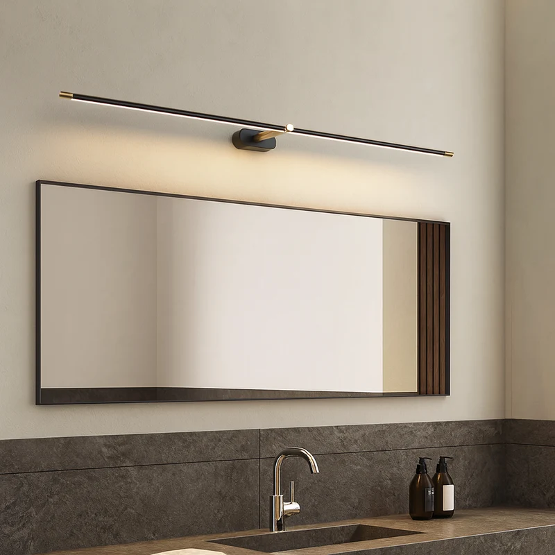 LED Spiegellamp Badkamer Aluminium 70-130cm Zwart Goud Wandverlichting Boven Wastafel Make-up Spiegel | Sansoti