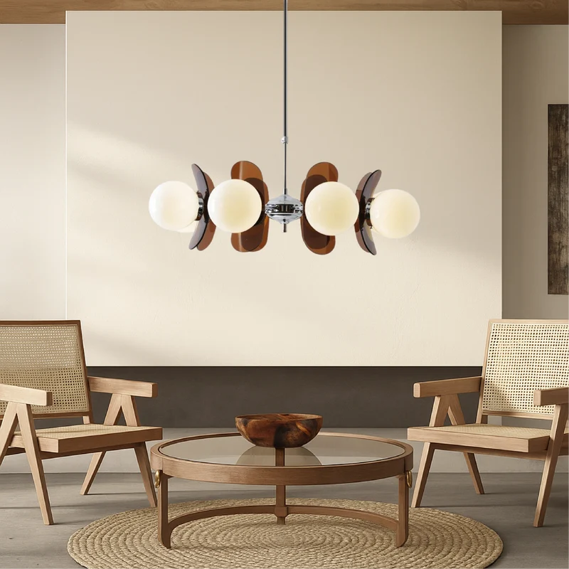 Geometrische Kroonluchter met Matglazen Bollen Verstelbaar Hanglamp 5 of 8 Lampen Warm Wit Woonkamer | Sansoti
