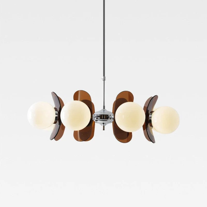 Geometrische Kroonluchter met Matglazen Bollen Verstelbaar Hanglamp 5 of 8 Lampen Warm Wit Woonkamer | Sansoti