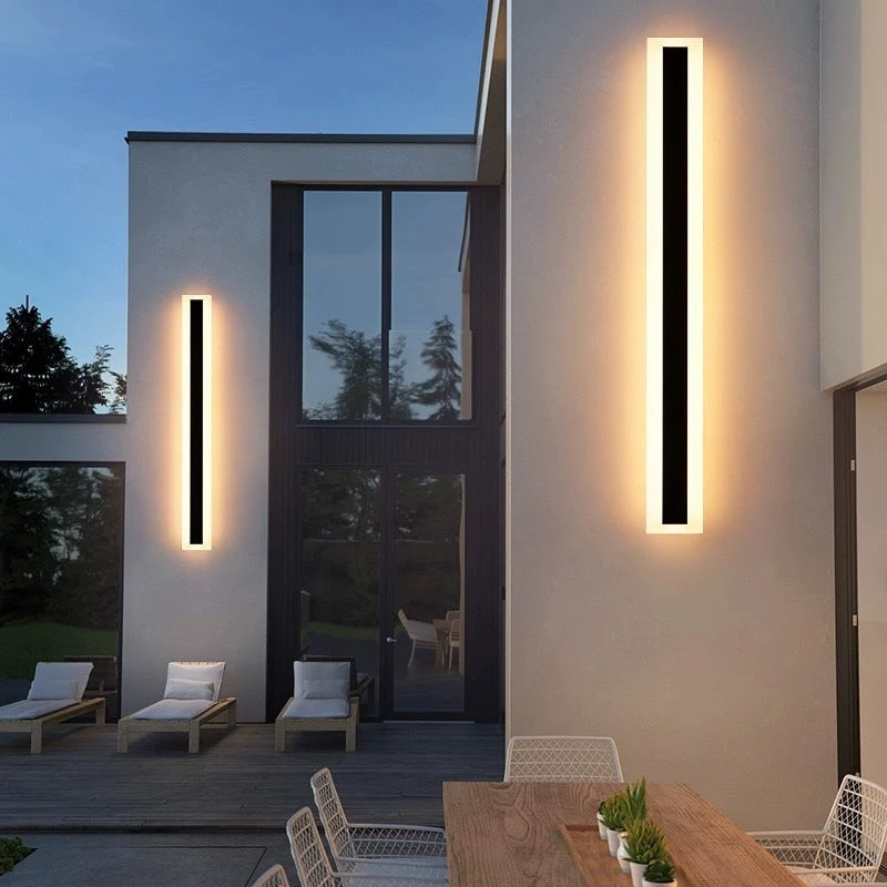 Strakke LED-buitenwandlamp met lijnverlichting | Moderne lineaire wandlamp voor gevel tuin balkon terras | Sansoti