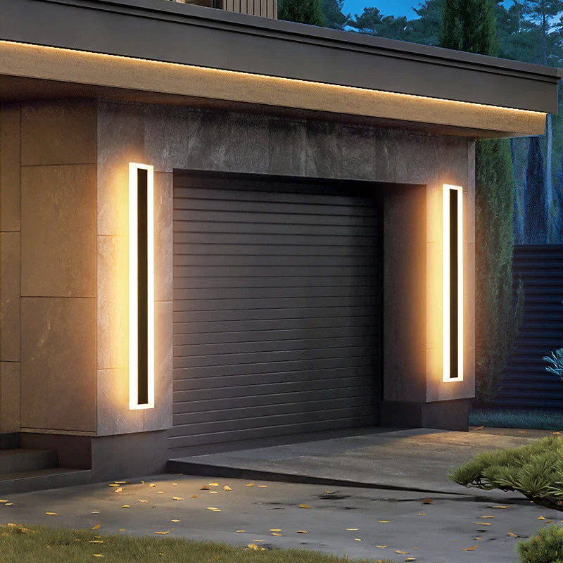 Strakke LED-buitenwandlamp met lijnverlichting | Moderne lineaire wandlamp voor gevel tuin balkon terras | Sansoti