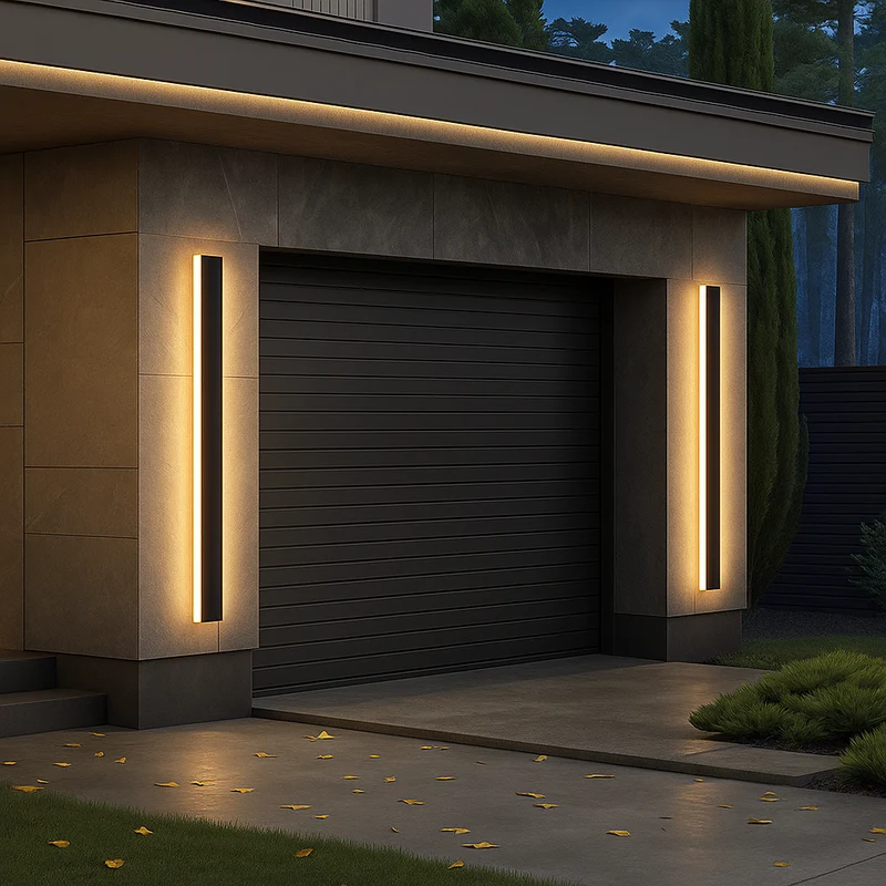 Strakke LED-buitenwandlamp met lijnverlichting | Moderne lineaire wandlamp voor gevel tuin balkon terras | Sansoti