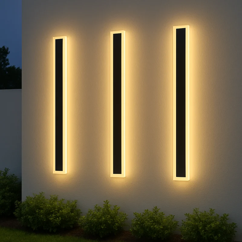 Strakke LED-buitenwandlamp met lijnverlichting | Moderne lineaire wandlamp voor gevel tuin balkon terras | Sansoti