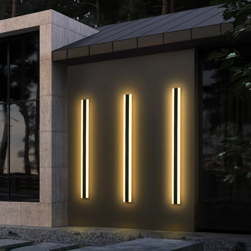 Strakke LED-buitenwandlamp met lijnverlichting | Moderne lineaire wandlamp voor gevel tuin balkon terras | Sansoti