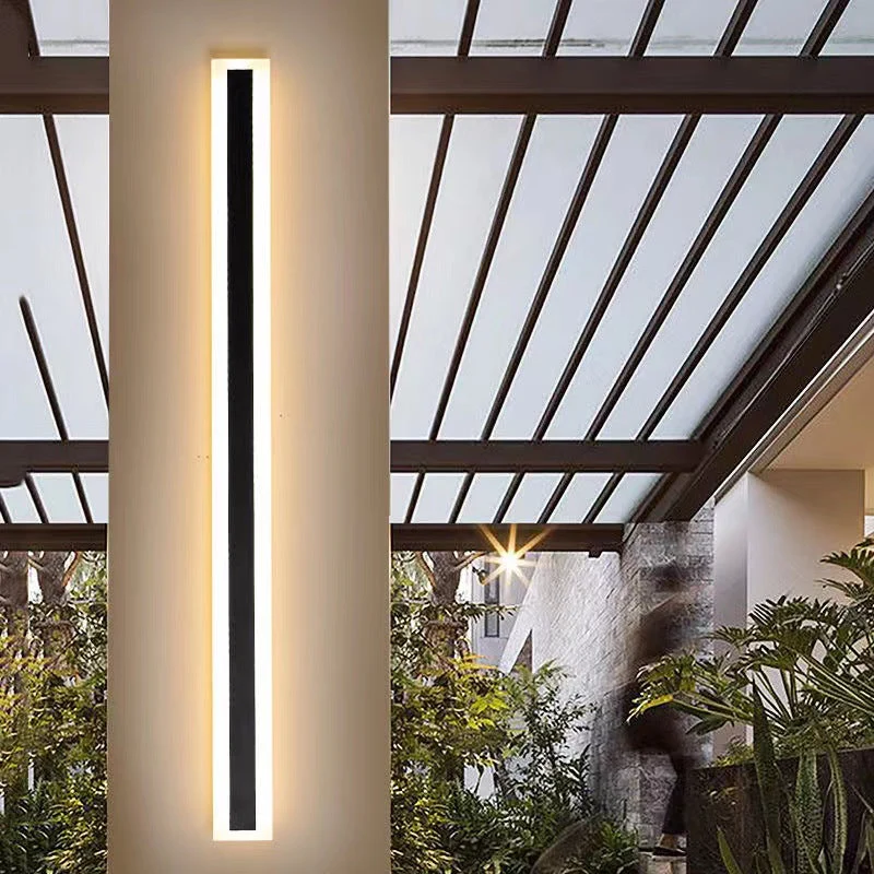 Strakke LED-buitenwandlamp met lijnverlichting | Moderne lineaire wandlamp voor gevel tuin balkon terras | Sansoti
