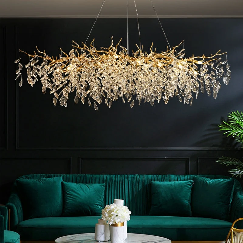 Kristallen Plafondlamp Klassiek Frans Design E14 LED 100cm Eetkamer Woonkamer Verstelbaar Aluminium Hanglamp | Sansoti