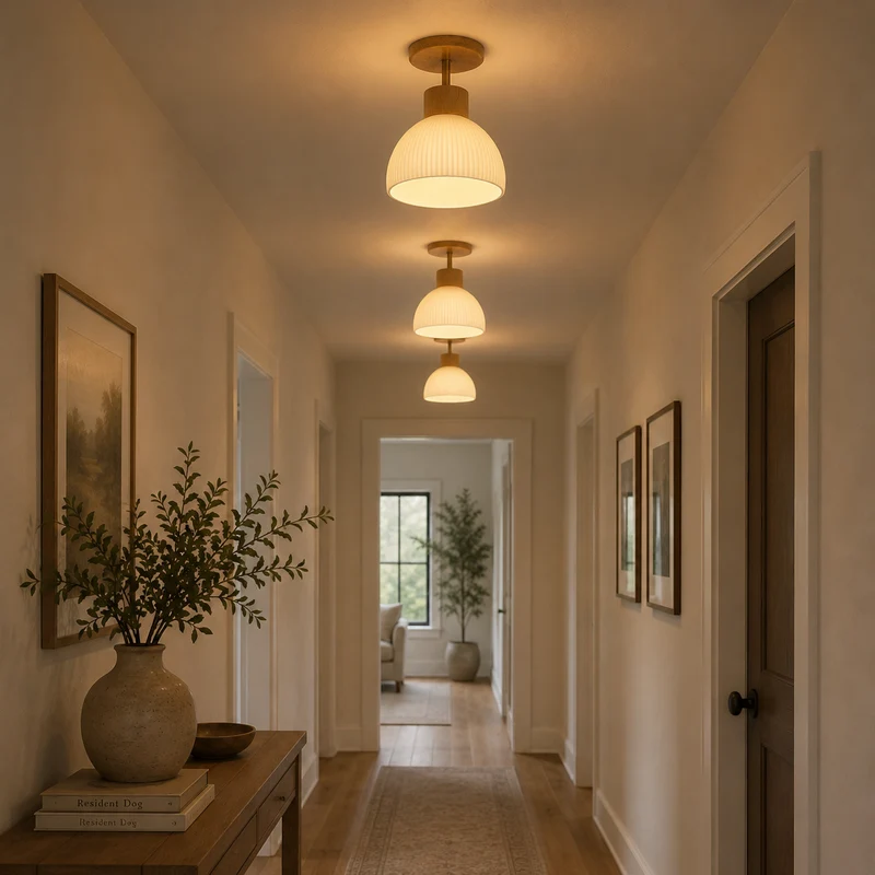 Houten Plafondlamp Klokvorm Ø18cm Warmwit LED 3000K Scandinavisch Design Woonkamer Eetkamer Slaapkamer | Sansoti