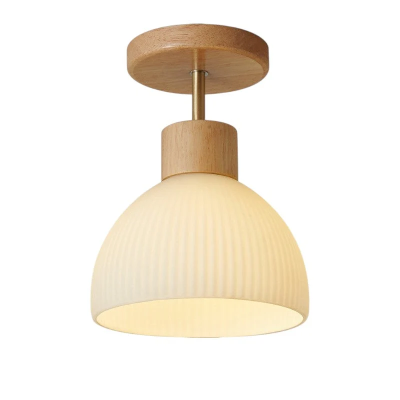 Houten Plafondlamp Klokvorm Ø18cm Warmwit LED 3000K Scandinavisch Design Woonkamer Eetkamer Slaapkamer | Sansoti