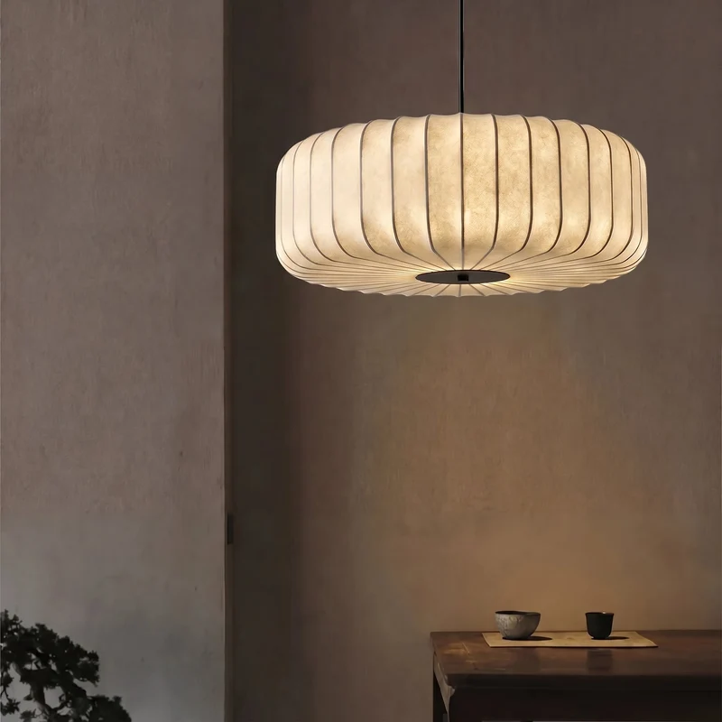 Geplooide Stoffen Hanglamp Warm Wit LED Verstelbaar E27 Ø30-55cm Woonkamer Eethoek Leesruimte Sfeerverlichting | Sansoti