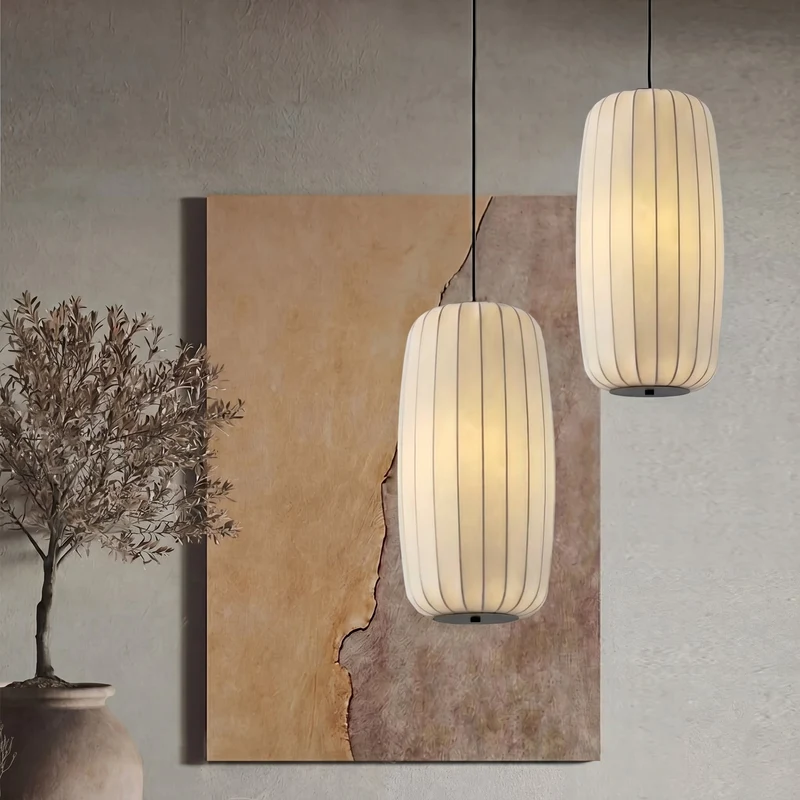 Geplooide Stoffen Hanglamp Warm Wit LED Verstelbaar E27 Ø30-55cm Woonkamer Eethoek Leesruimte Sfeerverlichting | Sansoti