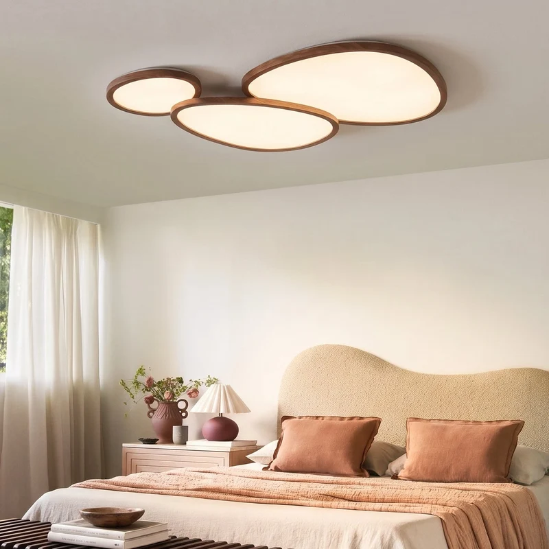 LED Plafondlamp Hout Donker Ultra Plat Design Warm Wit Licht Woonkamer Hal Slaapkamer Scandinavisch Modern | Sansoti