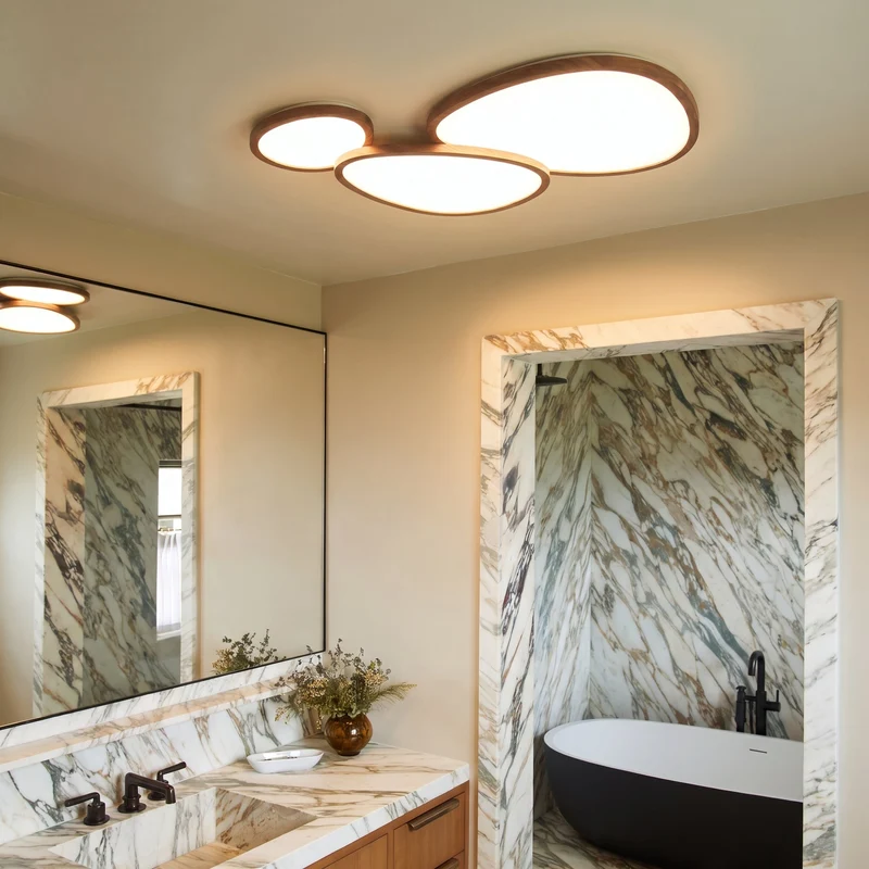 LED Plafondlamp Hout Donker Ultra Plat Design Warm Wit Licht Woonkamer Hal Slaapkamer Scandinavisch Modern | Sansoti