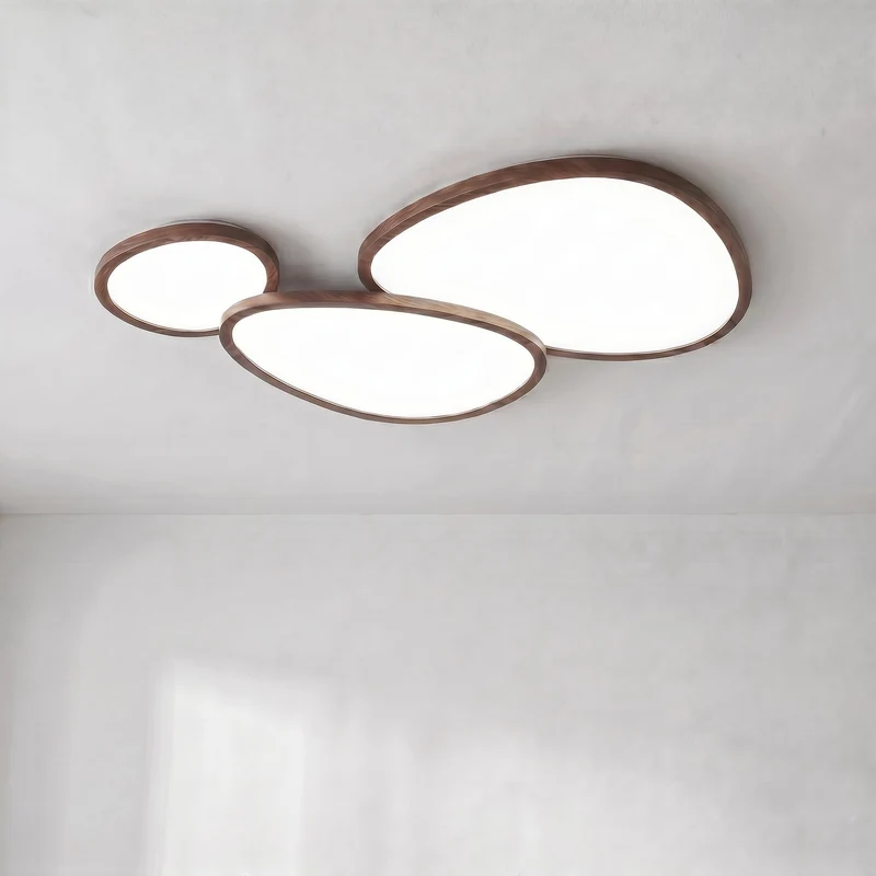 LED Plafondlamp Hout Donker Ultra Plat Design Warm Wit Licht Woonkamer Hal Slaapkamer Scandinavisch Modern | Sansoti