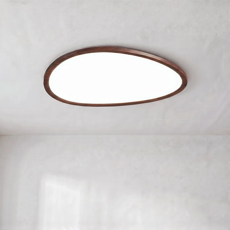 LED Plafondlamp Hout Donker Ultra Plat Design Warm Wit Licht Woonkamer Hal Slaapkamer Scandinavisch Modern | Sansoti