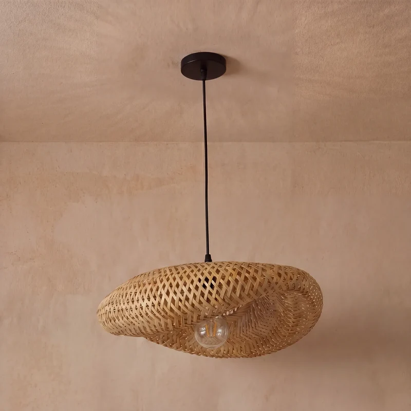 Hanglamp Bamboe Gevlochten E27 Scandinavisch Design Eetkamer Keuken Woonkamer Natuurlijk Vintage Bohemian | Sansoti