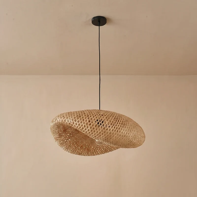Hanglamp Bamboe Gevlochten E27 Scandinavisch Design Eetkamer Keuken Woonkamer Natuurlijk Vintage Bohemian | Sansoti
