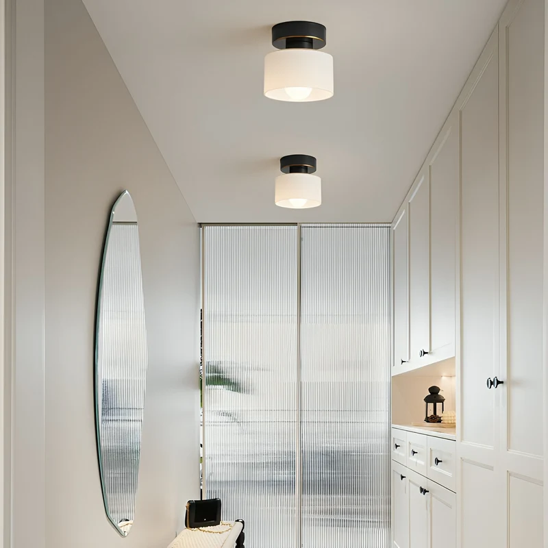 Cilindervormige Plafondspot E27 Metaal Glas Warm Wit Licht Bauhaus Stijl Hal Slaapkamer Woonkamer Verlichting | Sansoti