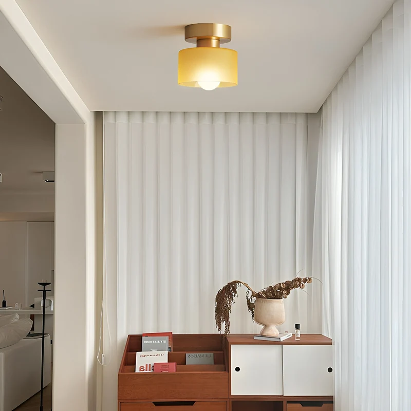 Cilindervormige Plafondspot E27 Metaal Glas Warm Wit Licht Bauhaus Stijl Hal Slaapkamer Woonkamer Verlichting | Sansoti
