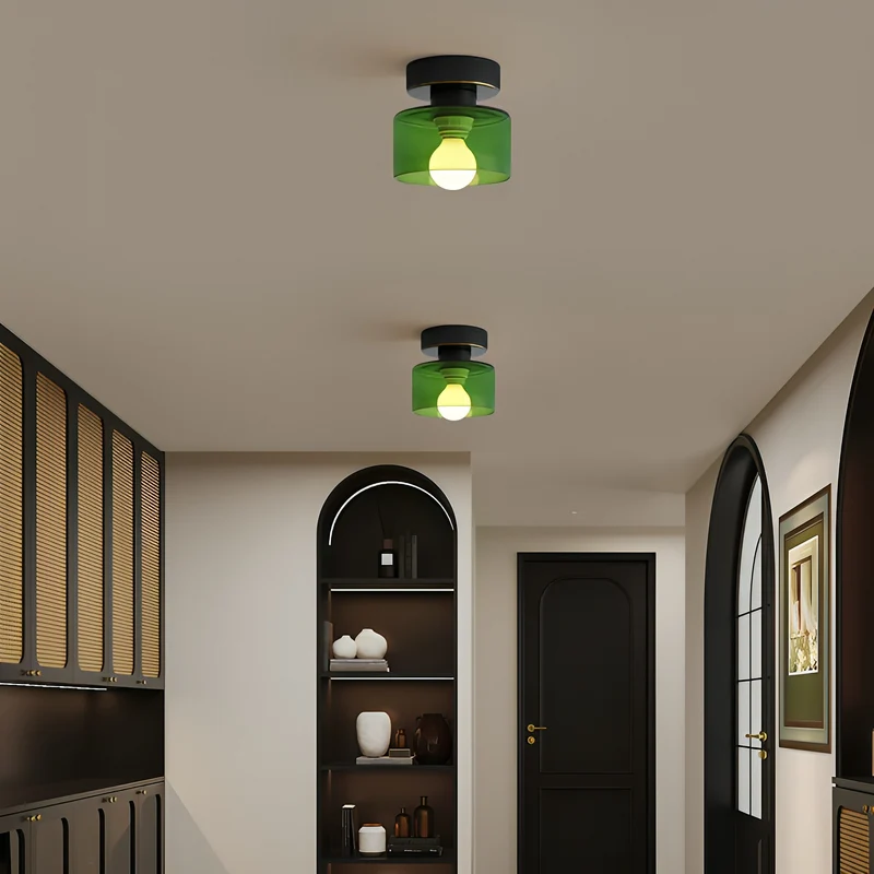 Cilindervormige Plafondspot E27 Metaal Glas Warm Wit Licht Bauhaus Stijl Hal Slaapkamer Woonkamer Verlichting | Sansoti