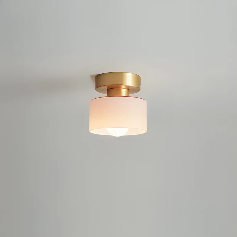 Cilindervormige Plafondspot E27 Metaal Glas Warm Wit Licht Bauhaus Stijl Hal Slaapkamer Woonkamer Verlichting | Sansoti
