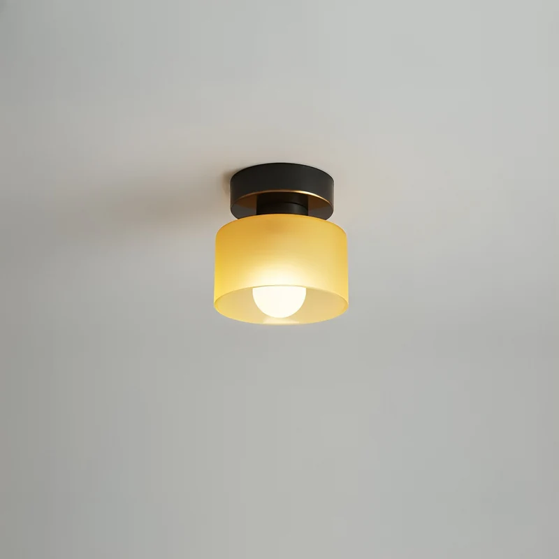Cilindervormige Plafondspot E27 Metaal Glas Warm Wit Licht Bauhaus Stijl Hal Slaapkamer Woonkamer Verlichting | Sansoti