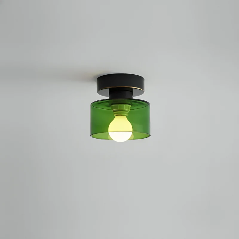 Cilindervormige Plafondspot E27 Metaal Glas Warm Wit Licht Bauhaus Stijl Hal Slaapkamer Woonkamer Verlichting | Sansoti