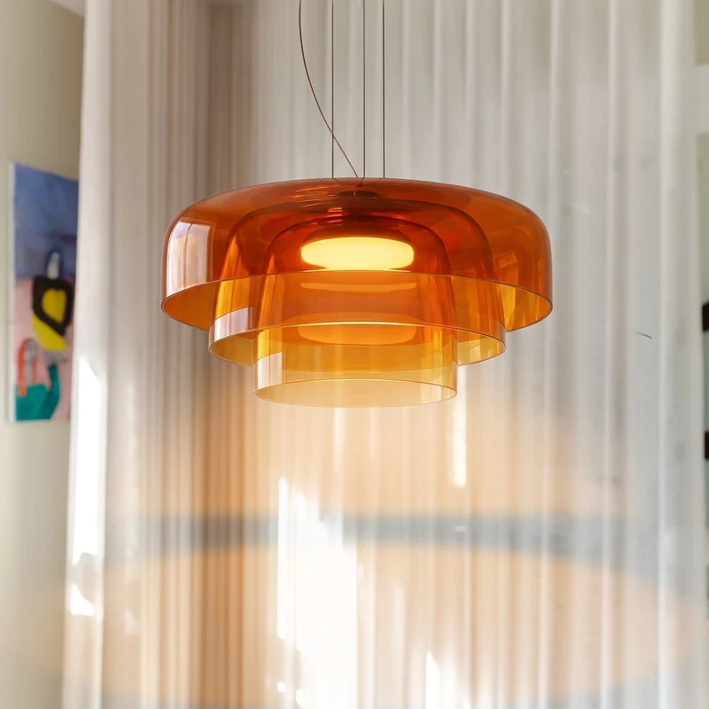 Hanglamp Handgeblazen Glas Organisch Design Ø42cm Warm Wit Licht Eetkamer Keukeneiland Ambachtelijk Vervaardigd | Sansoti