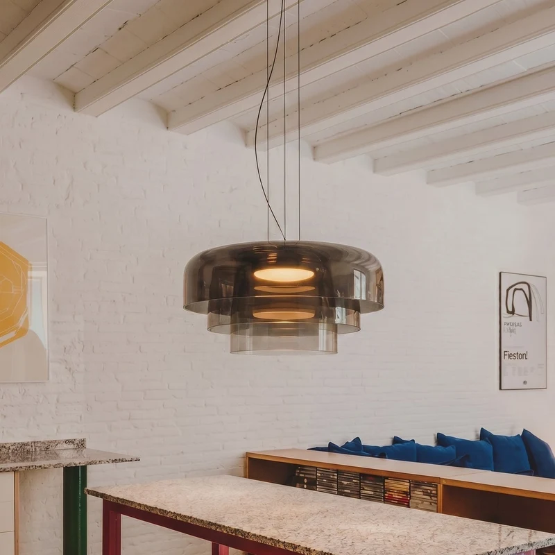 Hanglamp Handgeblazen Glas Organisch Design Ø42cm Warm Wit Licht Eetkamer Keukeneiland Ambachtelijk Vervaardigd | Sansoti