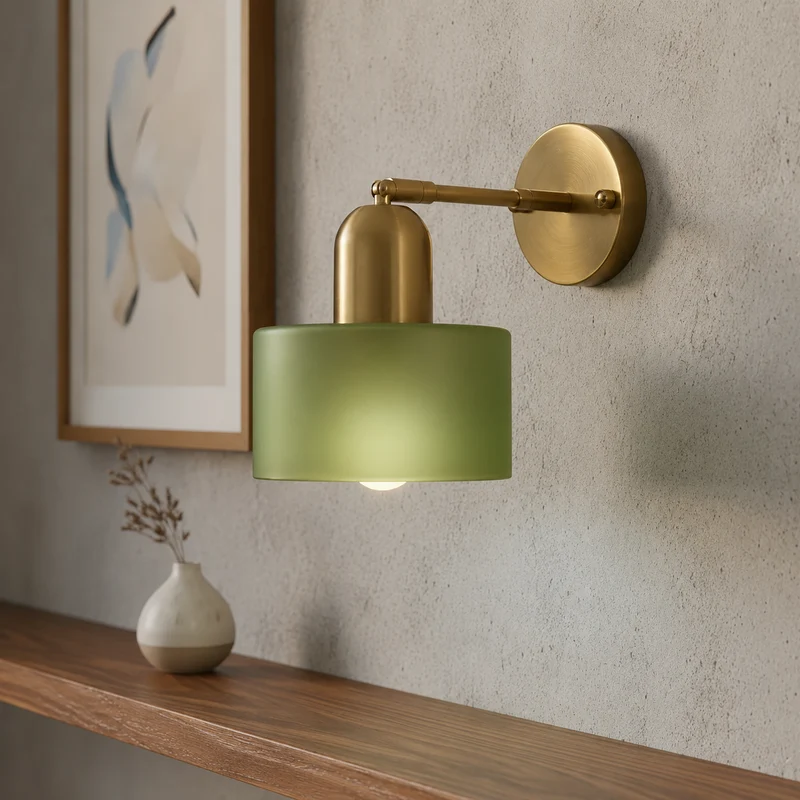 Glazen Wandlamp E27 Bauhaus Design Gekleurd Glas Metaal Hal Slaapkamer Woonkamer Warm Wit LED Wandverlichting | Sansoti