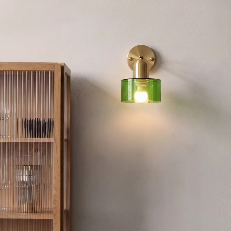 Glazen Wandlamp E27 Bauhaus Design Gekleurd Glas Metaal Hal Slaapkamer Woonkamer Warm Wit LED Wandverlichting | Sansoti
