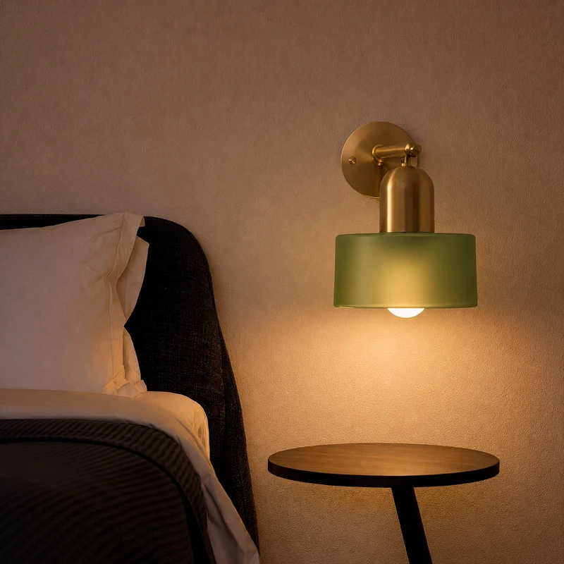 Glazen Wandlamp E27 Bauhaus Design Gekleurd Glas Metaal Hal Slaapkamer Woonkamer Warm Wit LED Wandverlichting | Sansoti