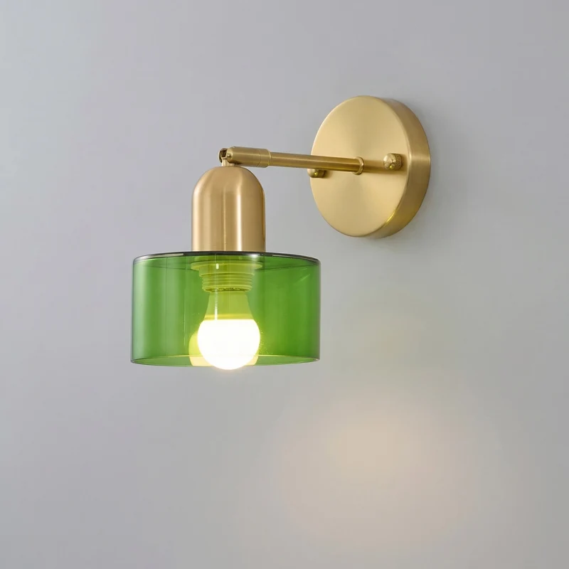 Glazen Wandlamp E27 Bauhaus Design Gekleurd Glas Metaal Hal Slaapkamer Woonkamer Warm Wit LED Wandverlichting | Sansoti