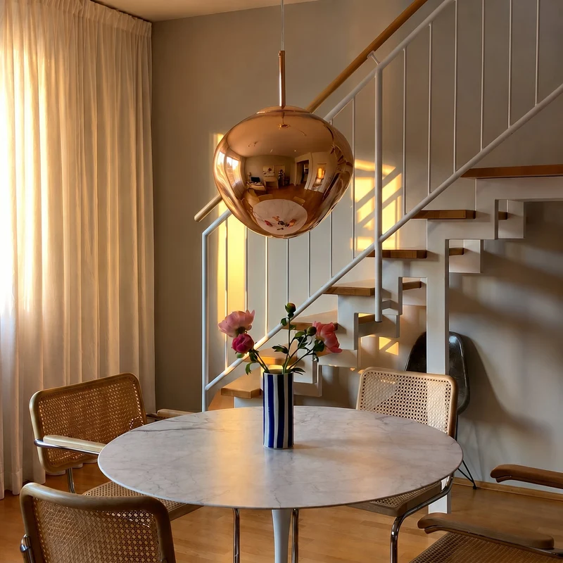Hanglamp Spiegelend Metaal LED Warm Wit 3000K Moderne Verlichting Eettafel Woonkamer Interieur Design | Sansoti