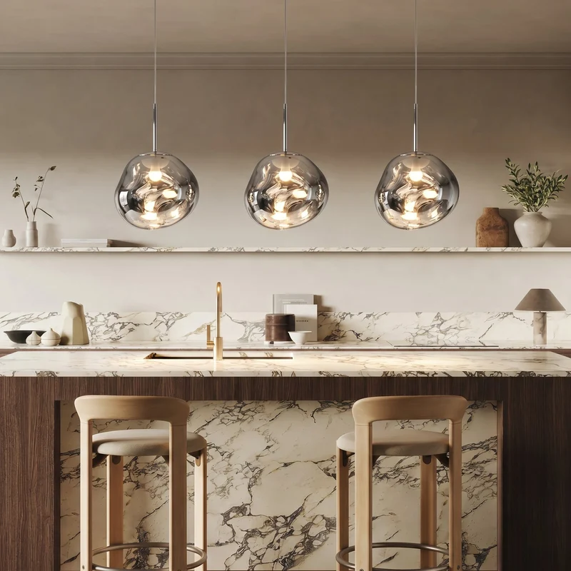 Hanglamp Spiegelend Metaal LED Warm Wit 3000K Moderne Verlichting Eettafel Woonkamer Interieur Design | Sansoti