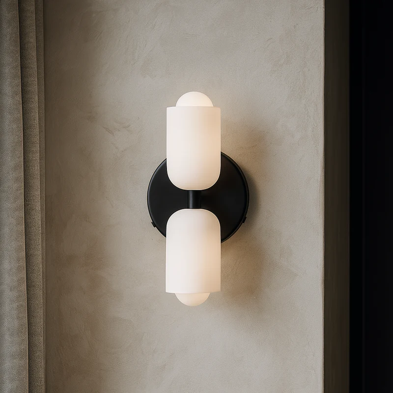 Wandlamp Tweevoudig Licht Metaal en Glas E27 Moderne Wandverlichting voor Woonkamer Gang Slaapkamer Hal | Sansoti