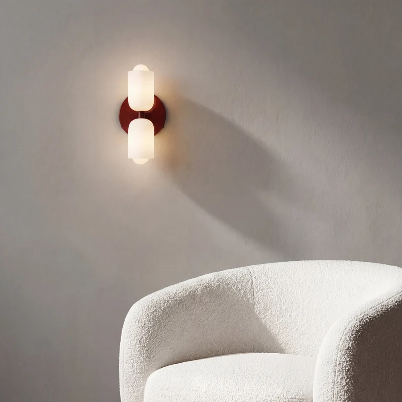Wandlamp Tweevoudig Licht Metaal en Glas E27 Moderne Wandverlichting voor Woonkamer Gang Slaapkamer Hal | Sansoti