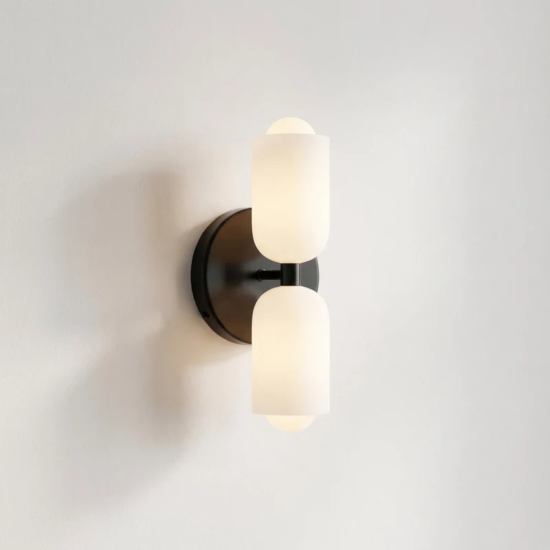 Wandlamp Tweevoudig Licht Metaal en Glas E27 Moderne Wandverlichting voor Woonkamer Gang Slaapkamer Hal | Sansoti