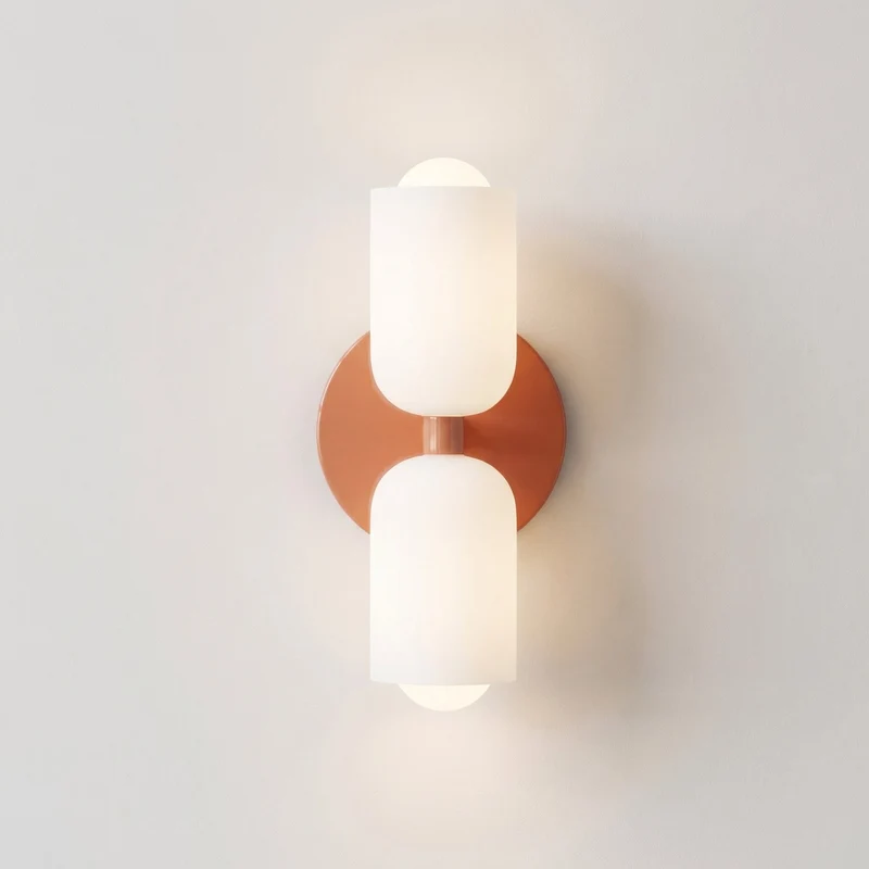 Wandlamp Tweevoudig Licht Metaal en Glas E27 Moderne Wandverlichting voor Woonkamer Gang Slaapkamer Hal | Sansoti