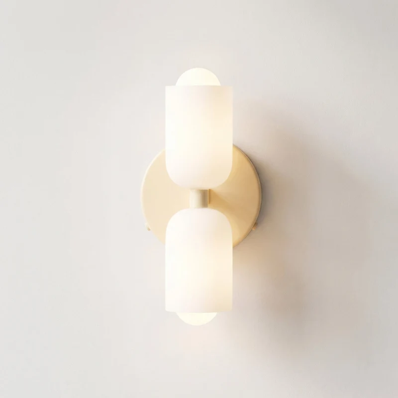 Wandlamp Tweevoudig Licht Metaal en Glas E27 Moderne Wandverlichting voor Woonkamer Gang Slaapkamer Hal | Sansoti