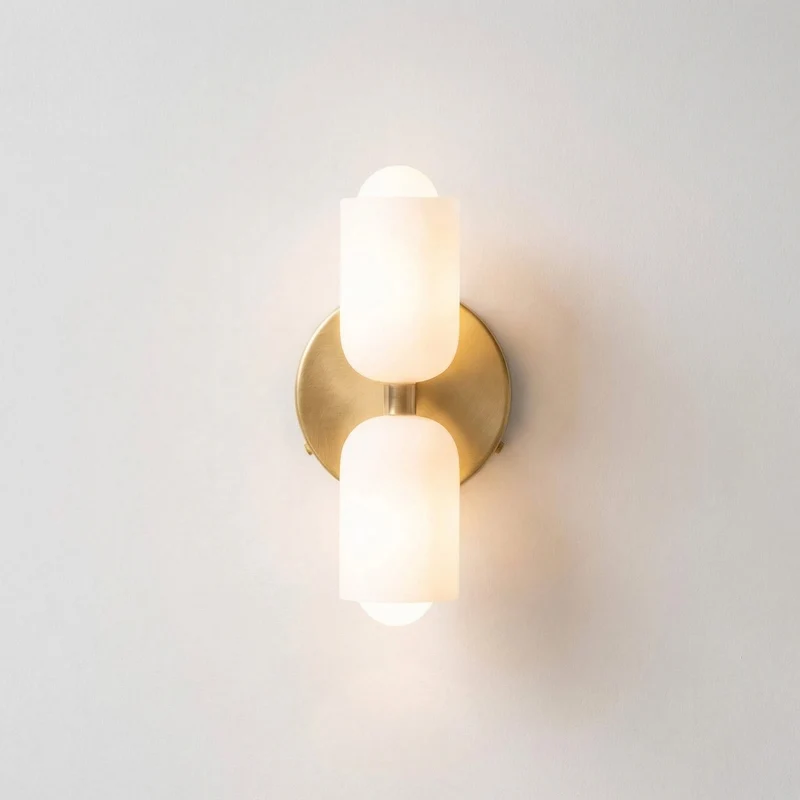 Wandlamp Tweevoudig Licht Metaal en Glas E27 Moderne Wandverlichting voor Woonkamer Gang Slaapkamer Hal | Sansoti