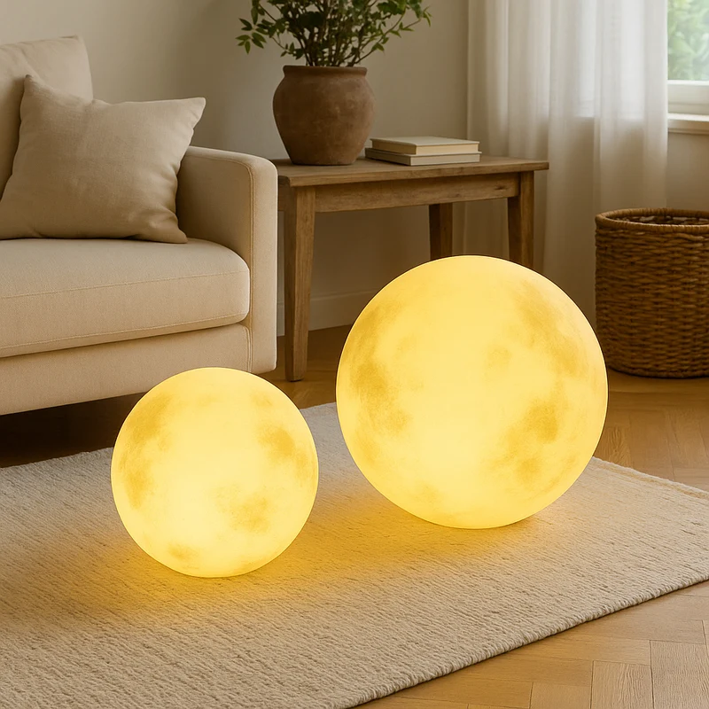 Maanvormige Tuinlantaarn op Zonne-Energie LED Buitenverlichting Hars Glasvezel Tuin Terras Balkon Decoratie | Sansoti