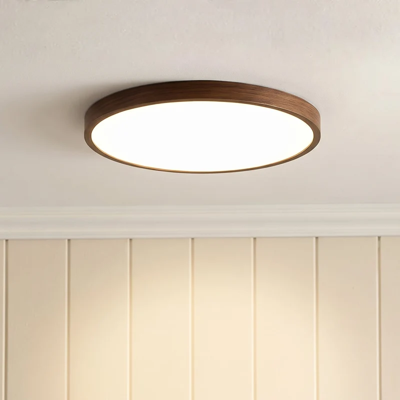 Plafondlamp Donker Hout Rond LED 4500K Scandinavisch Eetkamer Woonkamer Hal Minimalistische Verlichting | Sansoti