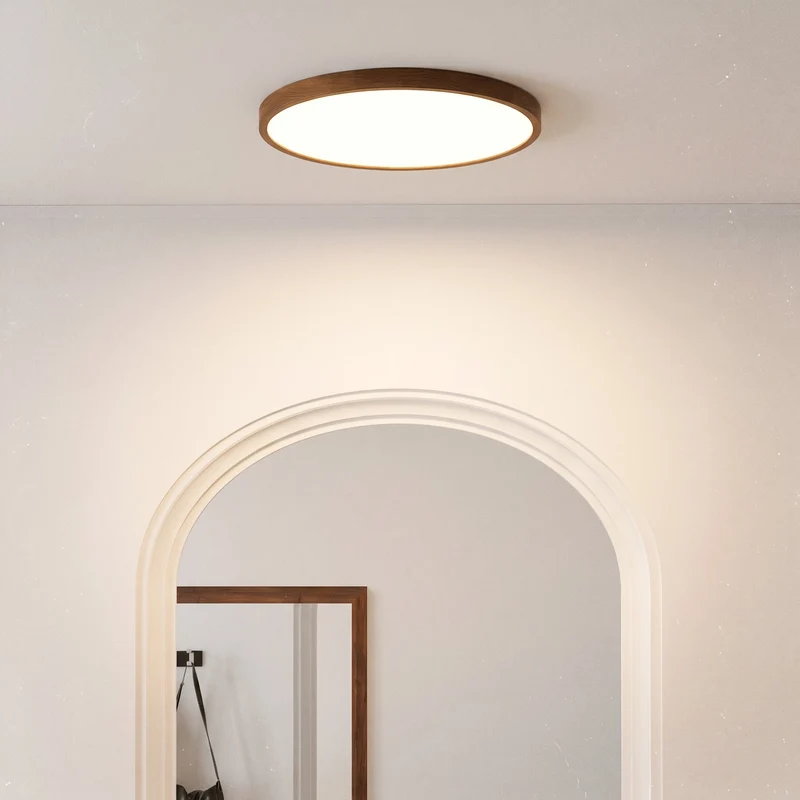 Plafondlamp Donker Hout Rond LED 4500K Scandinavisch Eetkamer Woonkamer Hal Minimalistische Verlichting | Sansoti