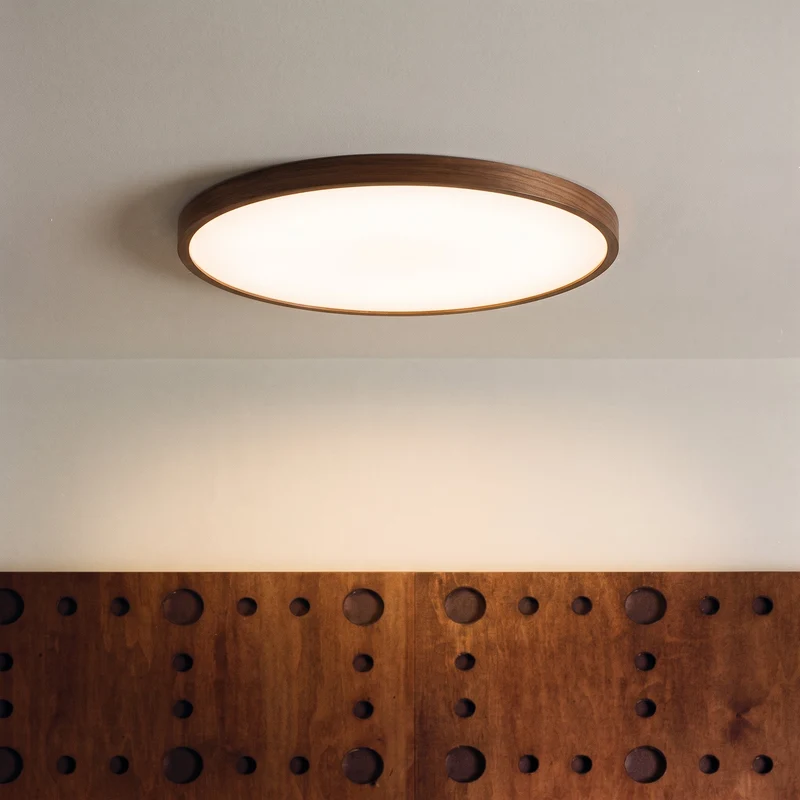 Plafondlamp Donker Hout Rond LED 4500K Scandinavisch Eetkamer Woonkamer Hal Minimalistische Verlichting | Sansoti