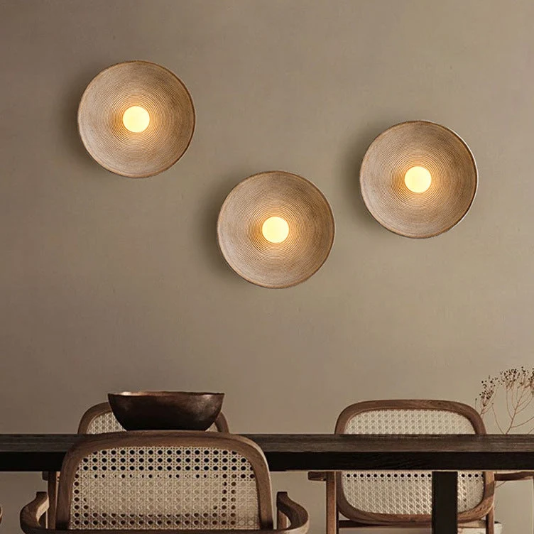 Wandlamp Hout Glas Rond Minimalistisch Warm LED Licht Eetkamer Bar Sfeervol Modern Interieur E27 Fitting | Sansoti