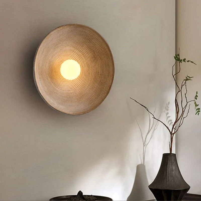 Wandlamp Hout Glas Rond Minimalistisch Warm LED Licht Eetkamer Bar Sfeervol Modern Interieur E27 Fitting | Sansoti