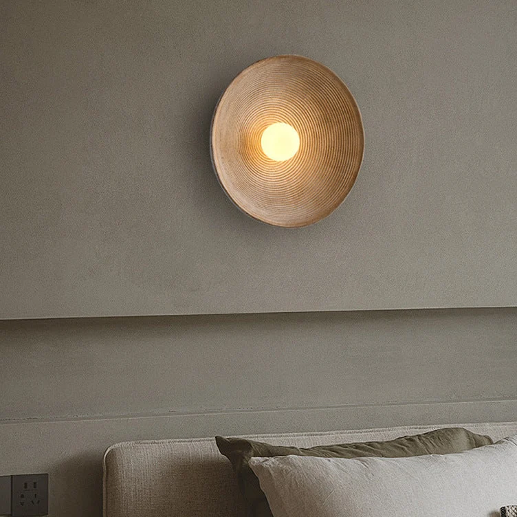 Wandlamp Hout Glas Rond Minimalistisch Warm LED Licht Eetkamer Bar Sfeervol Modern Interieur E27 Fitting | Sansoti